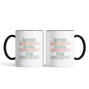 Imagem de Caneca xicara dia dos professores vive aprende ensina 25EI (preto)