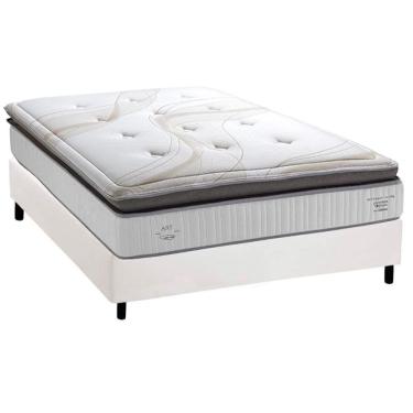 Imagem de Cama Box Casal: Colchão Molas Ensacadas Herval C1725 + Base CRC Corano White (138x188)