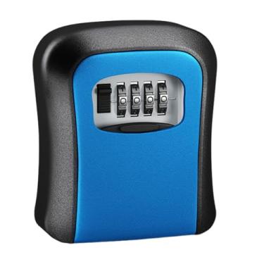 Imagem de SAFEMEET SWEET Caixa de bloqueio de chave segura para montagem na parede com proteção de senha de 4 dígitos - cofre para chaves externas (azul)