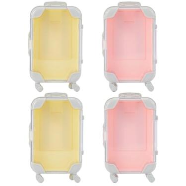 Imagem de SOFPLATE 4 peças, 2 cores, mini malas, caixas de doces de plástico, caixa de presente, organizador de cílios, bagagem, embalagem vazia de cílios postiços, estojo de lembrancinha de festa para cílios