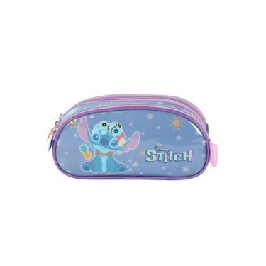Imagem de Estojo Triplo Stitch Disney Escolar Meninas Infantil Passeio, Violeta
