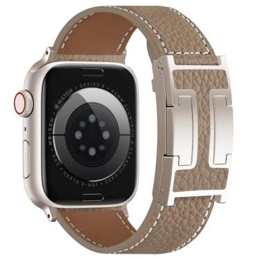 Imagem de Charlam Pulseira magnética de couro compatível com Apple Watch Series SE/10/9/8/7/6/5/4/3/2/1/Ultra 2 de 40 mm, 41 mm, 41 mm, 42 mm, 45 mm, 46 mm, 49 mm, 40 mm, 41 mm, 41 mm, 40 mm, 41 mm, 42 mm, 40