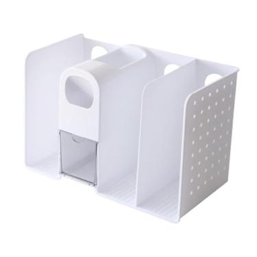 Imagem de Fenteer Organizador de mesa, suporte para livros, espaço de trabalho com porta-canetas, caixa de armazenamento, organizador de arquivos, suporte para livros, Branco