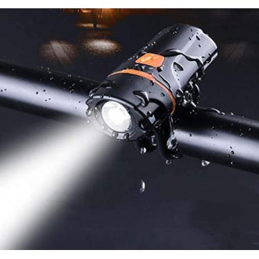 Imagem de Luz LED de alta potência para bicicleta, farol dianteiro, Minchen 1200 lúmens, luz LED para bicicleta, 6 modos com bateria recarregável integrada, cabo USB incluído