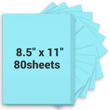 Imagem de Cartolina azul 8,5 x 11, papel grosso para impressora 34 kg/200 gsm, 80 folhas de cartolina azul, cartão pesado, papel de arte para convites, cartões faça você mesmo, cartões de visita, menus