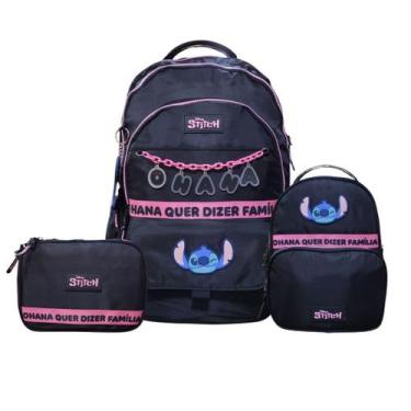 Imagem de Kit Stitch Mochila De Costas Lancheira Térmica e Estojo Box 100 Pens M