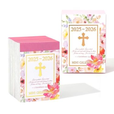 Imagem de Mini calendário de mesa com 457 folhas, de outubro de 2025 a dezembro de 2026, um versículo da Bíblia e um calendário de bolso para o dia para agendas, livro de anotações, diário, presentes cristãos