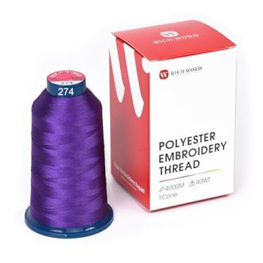 Imagem de Linha de bordado roxa selecionada Richword 4000 m (4374Y) 40 WT fio de poliéster 100 cores selecionadas para várias agulhas comerciais e máquina de bordar de agulha única 0274