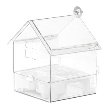 Imagem de KiBcsLic Alimentador externo para papagaios, transparente, resistente, multifuncional, decorativo, prato para banho de pássaros, para pátio, jardim,