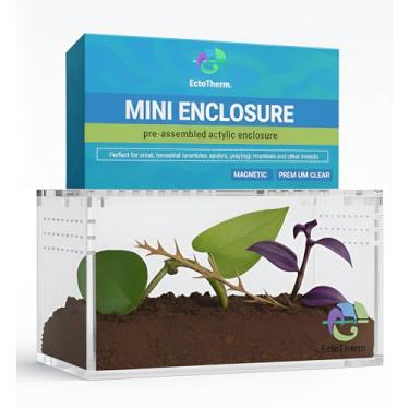 Imagem de EctoTherm Caixa de tarântula acrílica – Terrário versátil para tarântula terrestre, escorpião, isópode, aranha saltadora, milípede, caracol, pequeno réptil e kit de habitat de insetos