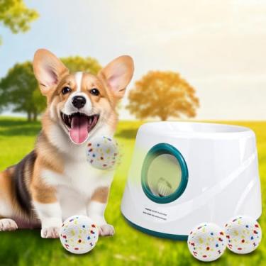 Imagem de MEKAPLE Lançador automático de bolas para cães, lançador interativo atualizado com 4 bolas de brinquedo Etpu de 5,5 cm (verde escuro)