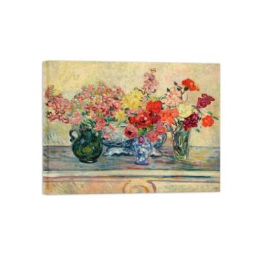 Imagem de Flores Pintura em tela Famosa Pintura Reprodução-Quadros para sala de estar-Três vasos flores-Pôster pronto para pendurar Tela Embrulhada 60x80cm