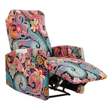 Imagem de Eco-Ancheng Capa reclinável pequena para poltronas reclináveis, capa de sofá elástica para assentos de home theater com parte inferior elástica, 1 protetor reclinável de assento com bolso para
