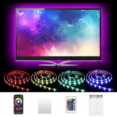 Imagem de KIKO Fita de luzes LED alimentadas por bateria 20 pés, 2 m USB/operado por bateria, 60 luzes LED 5050 RGB, presente de aniversário e Natal com controle remoto para retroiluminação de TV, quarto