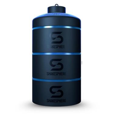Imagem de SHAKESPHERE Recipientes empilháveis para lanches – Recipiente de lanche de viagem resistente a vazamentos para suplementos, proteínas, nozes – 3 copos com trava torcida – Armazenamento portátil de