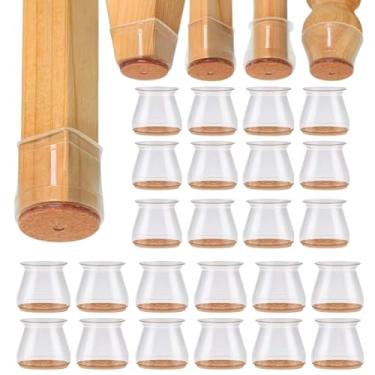 Imagem de Kit C/24 Protetor de Silicone Com Feltro Para Pés de Cadeira, Mesa, Banqueta - Para Móveis de até 4cm | Anti risco, Reduz Ruído, Lavável, Antiderrapante, Fácil de Instalar
