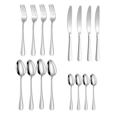 Imagem de Ｂｅｓｇａ Conjunto de talheres 16x4 pessoas, resistente e prático, conjunto de faca, garfo e colher, aço inoxidável para reuniões familiares lembrancinhas de, Prata