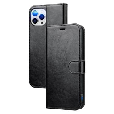 Imagem de Capa Carteira Flip Cover Preta para iPhone, Fecho Magnético, Suporte para Cartão, Proteção Total, Capinha Anti Impacto (iPhone 16 Pro)