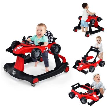Imagem de Andador Infantil Interativo 4 em 1 com Sons, Luzes e Atividades, Baby Joy, Vermelho