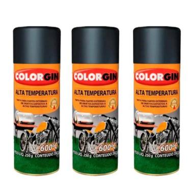 Imagem de Kit com 3 sprays alta temperatura preto fosco colorgin
