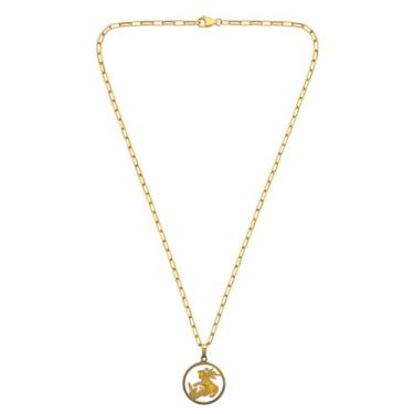 Imagem de Corrente Colar Masculino Com Pingente São Jorge Guerreiro Em Aço Inox Dourado - Corrente Tijolinho - Lunnanel Semijoias