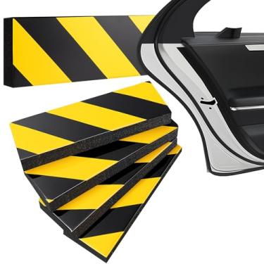 Imagem de Pangda Pacote com 4 protetores de parede de garagem protetores de porta de carro com tiras refletoras de espuma NBR de 3 cm de espessura para para-choques de parede com enchimento autoadesivo para