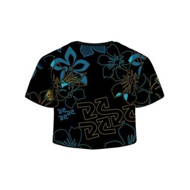 Imagem de Blusa Cyclone Dif Cropped Tropical Setas, Preto, Azul, M