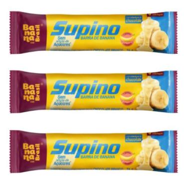 Imagem de Kit 3 barra de banana zero c chocolate branco 24g banana brasil