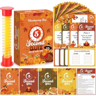 Imagem de Blosssound Thanksgiving Friendly Feud Game with 5 Seconds Compact Timer 105 Pcs Thanksgiving Feud Card for Night Fun Trivia Quiz for Party Office Class Groups Team Building