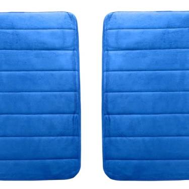 Imagem de kit 2 Tapetes Para Banheiro Antiderrapante Macio Super Soft Poliester Emborrachado Facil De Limpar Tapete Antiderrapante 60x40cm - THREE BROTHERS (Tapete Azul Claro)
