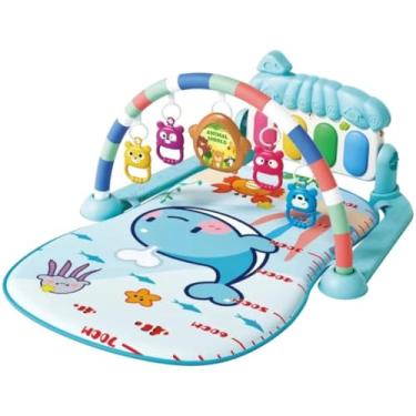 Imagem de Tapete de Atividades Musical para Bebê Ginásio com Piano Interativo Brinquedo Infantil Educativo Coordenação Motora Visão Conforto Segurança AZUL 3 meses