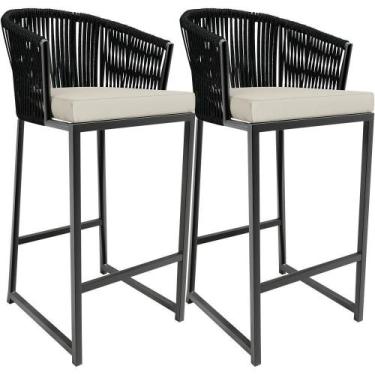 Imagem de Kit 02 Banqueta Para Área Gourmet Cozinha Varanda D04 Preto - LYAM DEC