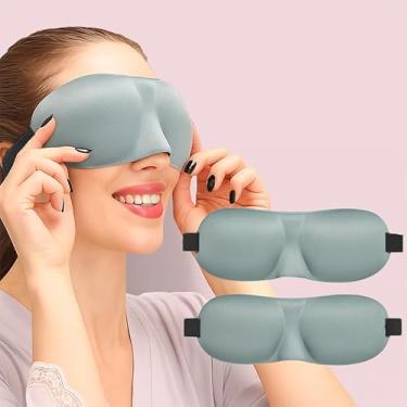 Imagem de Máscara de dormir para dorminhocos de costas e de lado, pacote com 2, máscaras oculares 3D com bloqueio de luz 100% para dormir, cobertura para olhos com pressão zero para mulheres e homens, leve e