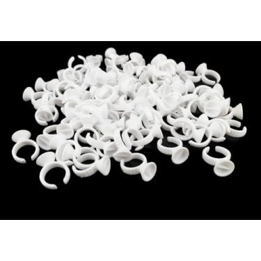 Imagem de 100 peças, 2 compartimentos, plástico descartável, para arte de unhas, suporte de paletes, cola para tatuagem, anéis de extensão de cílios, suportes de pigmentos adesivos e ferramentas de beleza para