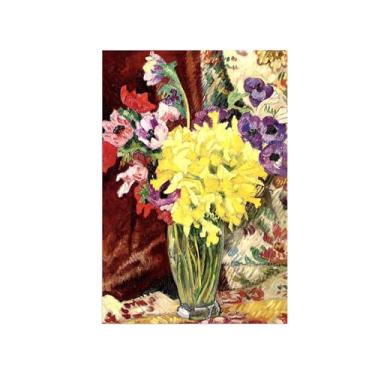 Imagem de Pôster e impressões em tela de flores vintage - reprodução de pintura de arte de parede famosa - anêmonas em vaso - imagens para sala de estar 60 x 90 cm 24 x 35 pol sem moldura