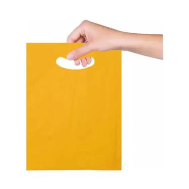 Imagem de Kit 100 Sacolas Plásticas Boca Palhaço 15x20 Alça Vazada – Cores (Amarelo, Azul, Branco, Pink, Preto, Vermelho) (Azul)