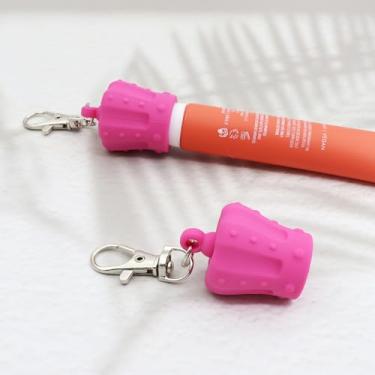 Imagem de Tampa de silicone em forma de coroa para batom, protetor labial, portátil, clip-on, tampa elegante para brilho labial, Rosa, M
