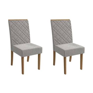 Imagem de Cadeira De Cozinha Gardênia 2cad149 Madeirado Kit 2 Un Canela-boucle Cinza - Kappesberg
