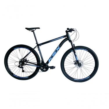Imagem de Bicicleta Aro 29 Ksx Sd7 21v Cabos Internos Alumínio Freios A Disco Garfo Suspensão Preto Azul Tamanho 19