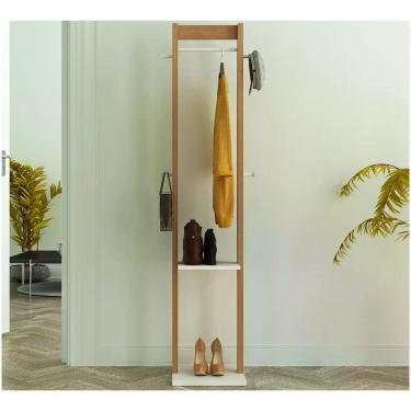 Imagem de Cabideiro Mancebo De Chão Multiuso Az1019 Amendoa Branco Ame