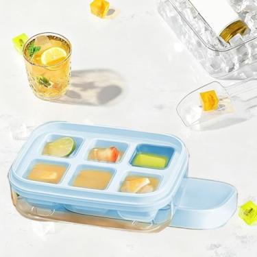 Imagem de Mini bandejas para cubos de gelo, bandejas de silicone com tampa, 6 cubos, liberação fácil para mini geladeira, coquetéis, uísque, bebidas