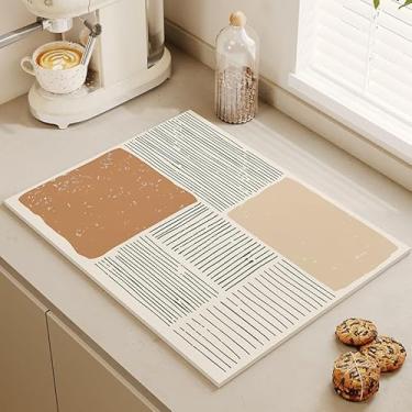 Imagem de Tapete de cafeteira para bancada, tapete de cozinha absorvente de secagem rápida com base de borracha antiderrapante, material de diatomita, 40,6 x 12 polegadas (C, 40,6 x 30,5 cm)
