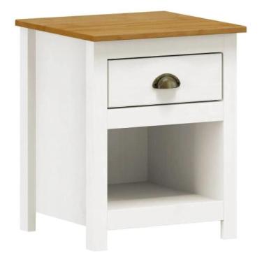Imagem de Mesa de Cabeceira 1 Gaveta Topázio - Branco e Freijó - finestra