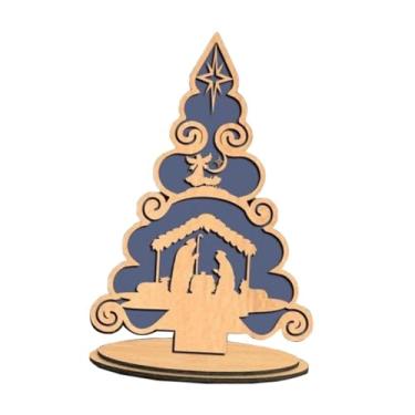 Imagem de Fancyes Decoração de Natal: Placa Decorativa de Madeira Artesanal com Pequena Árvore de Natal para Mesa, Sala de Estar, Cozinha e Estilo Campestre, Style B