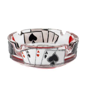 Imagem de Cinzeiro Zé Pelintra Baralho Vidro Pintado 10 cm 4 Apoios