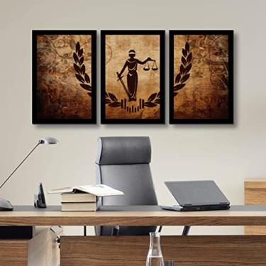 Imagem de Quadro Deusa da Justiça Moldura Preta 3 Peças
