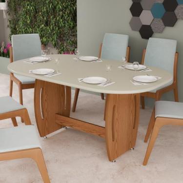 Imagem de Mesa De Jantar Oval Em Mdf Para Sala Cozinha 6 Lugares (Off white)