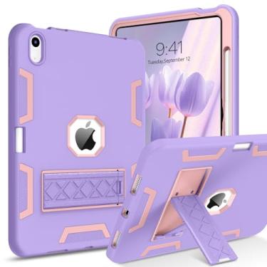 Imagem de BENTOBEN Capa para iPad 10ª geração, capa para iPad 10.9, com suporte fino, à prova de choque, proteção robusta de silicone macio, proteção contra quedas, meninas, meninos, crianças, roxa/rosa