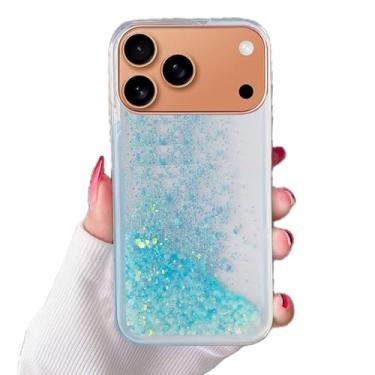 Imagem de Rnrieyta Miagon Capa traseira de areia movediça com efeito luminoso em movimento para iPhone 17 Pro Max, brilho noctilucente que brilha no escuro com glitter brilhante líquido transparente