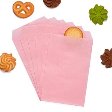 Imagem de Sacos de biscoito de papel à prova de gordura rosa bebê 10 x 15 cm para padaria, doces, sobremesa, chocolate, sabonete, presente, convite de casamento, lembrancinha de festa, pacote com 100 da Quotidian (10 x 15 cm)